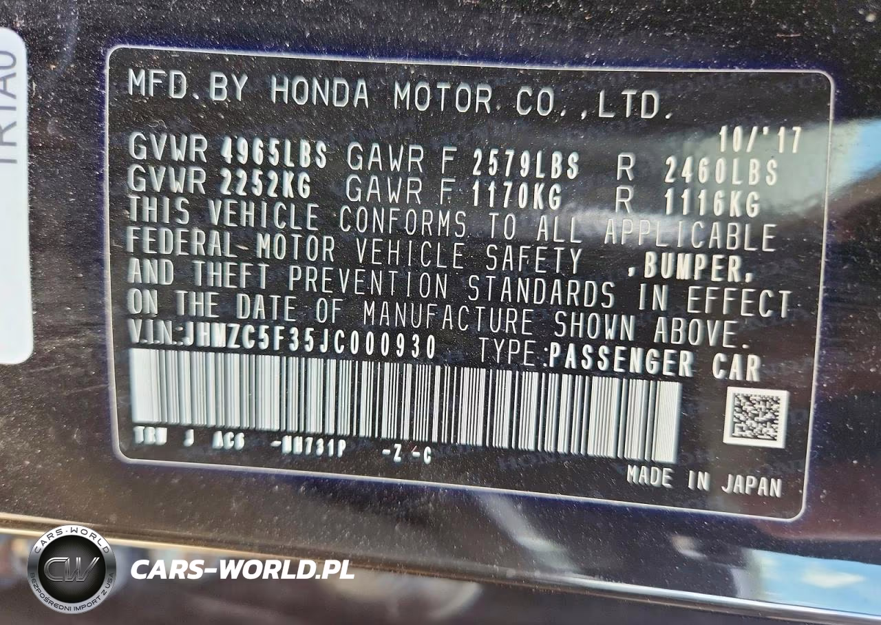 2018 Honda Clarity Touring VIN:JHMZC5F35JC000930 - 12