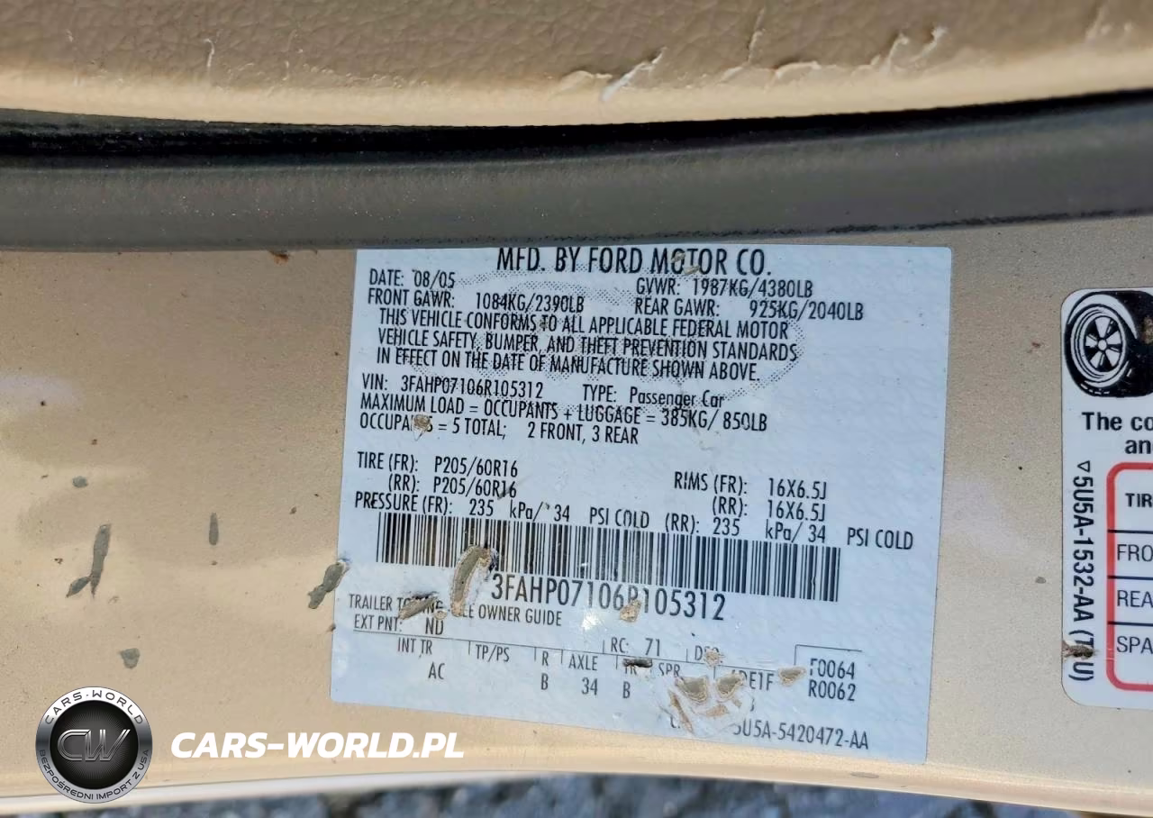 2006 Ford Fusion Se VIN:3FAHP07106R105312 - 12