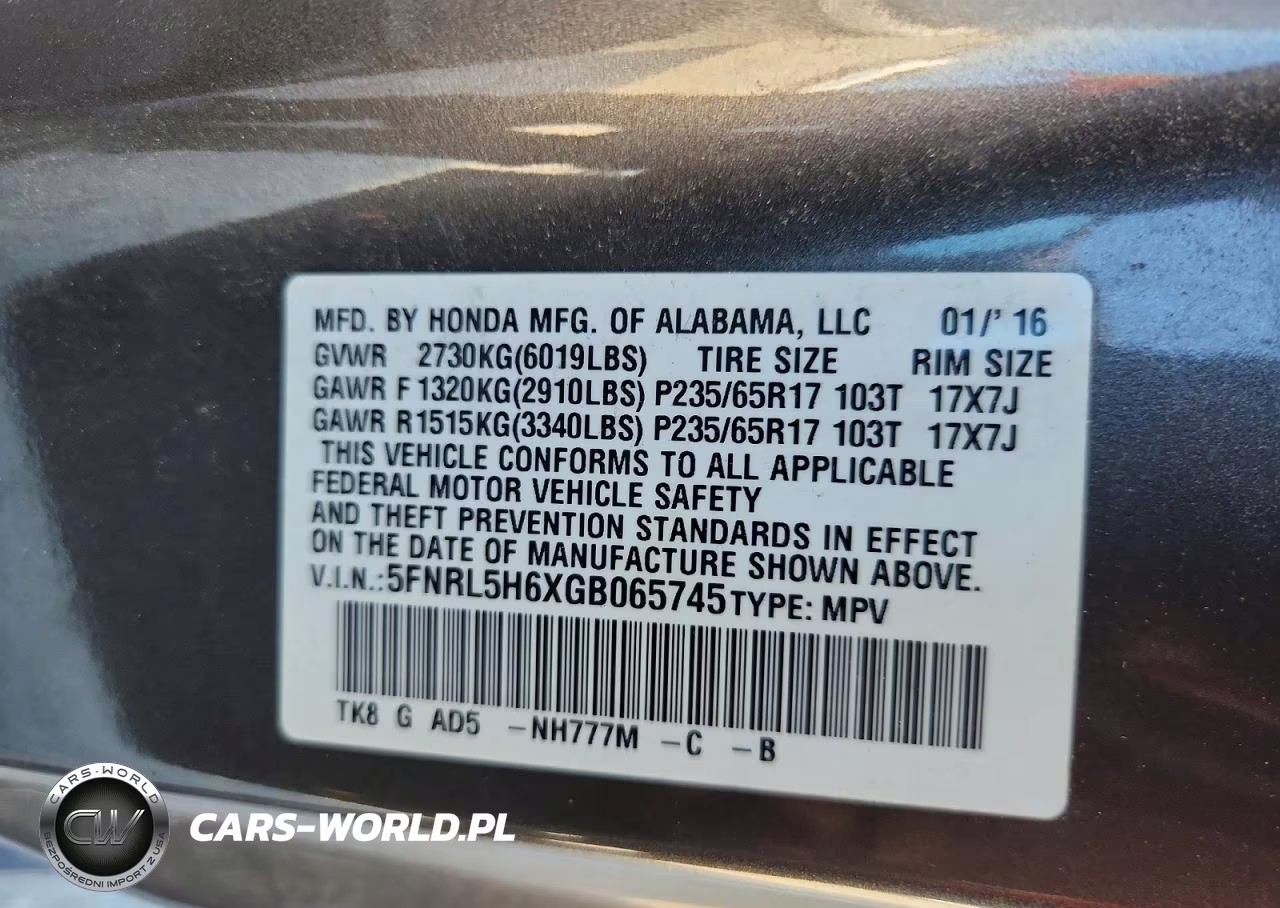 2016 Honda Odyssey Exl VIN:5FNRL5H6XGB065745 - 14