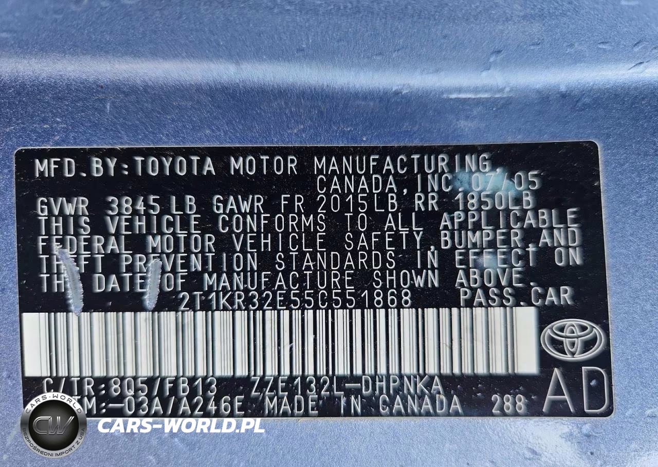 2005 Toyota Matrix Xr VIN:2T1KR32E55C551868 - 13