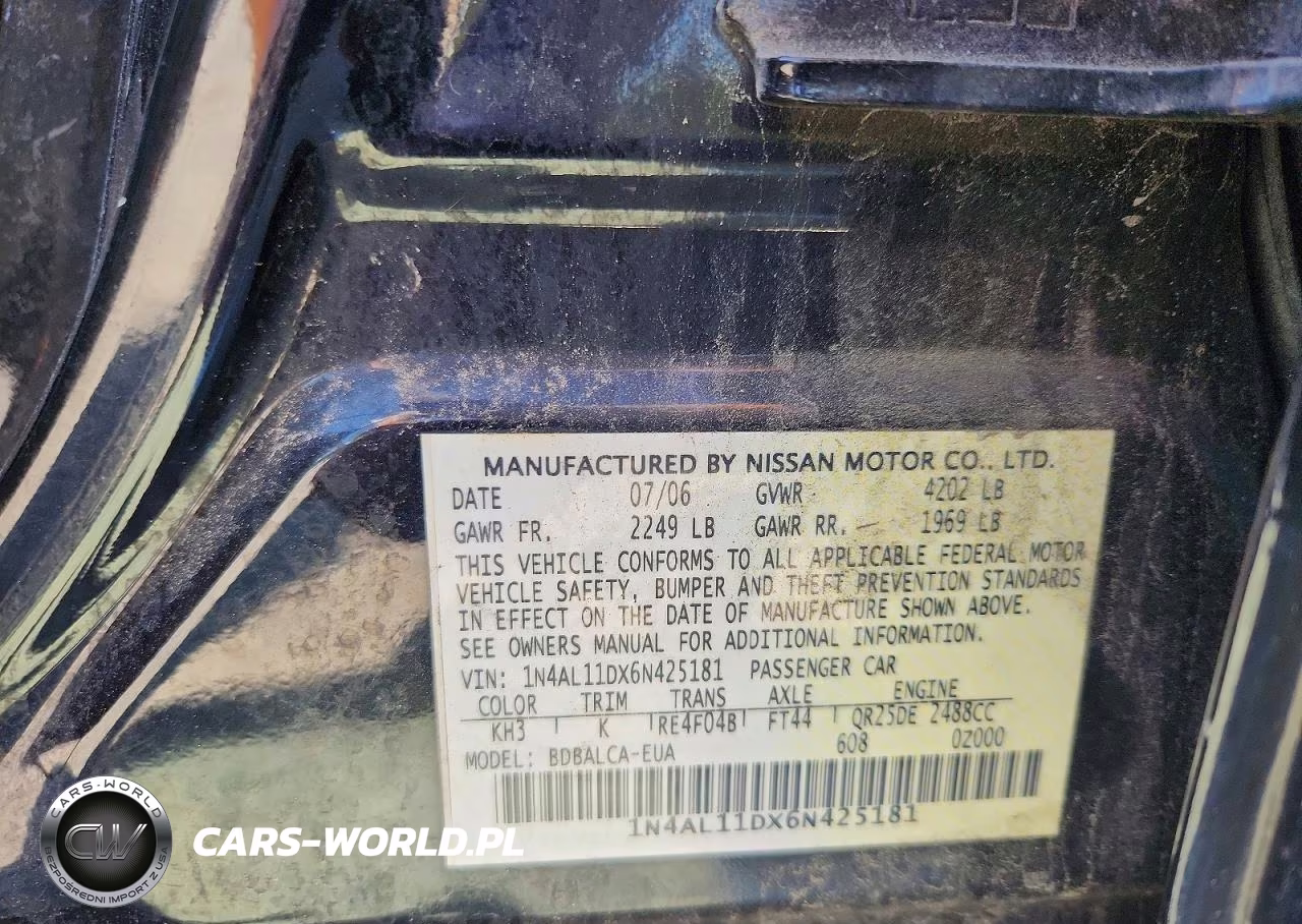 2006 Nissan Altima 2.5 VIN:1N4AL11DX6N425181 - 12