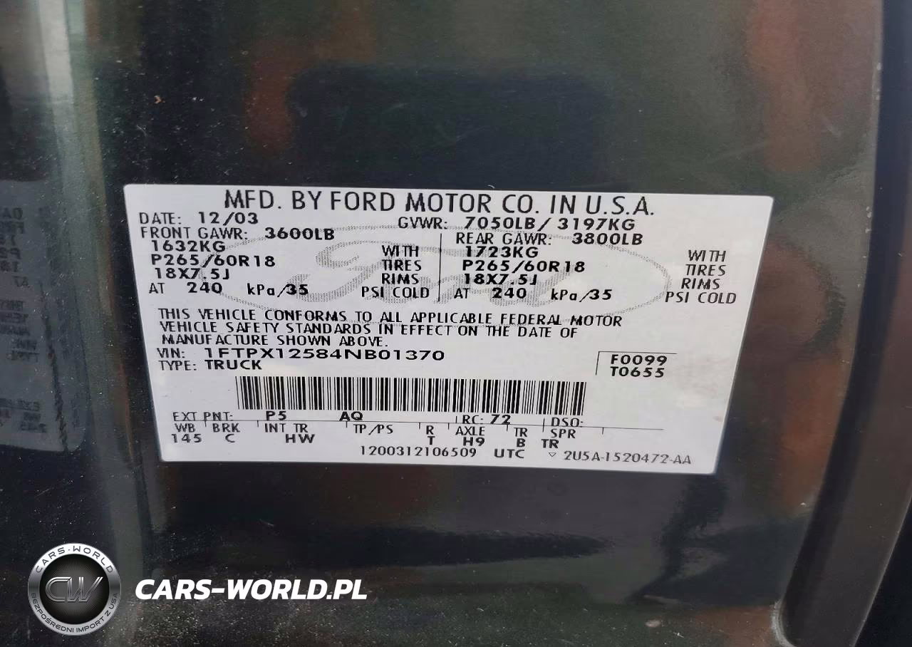2004 Ford F-150 Lariat-Xl-Xlt VIN:1FTPX12584NB01370 - 12