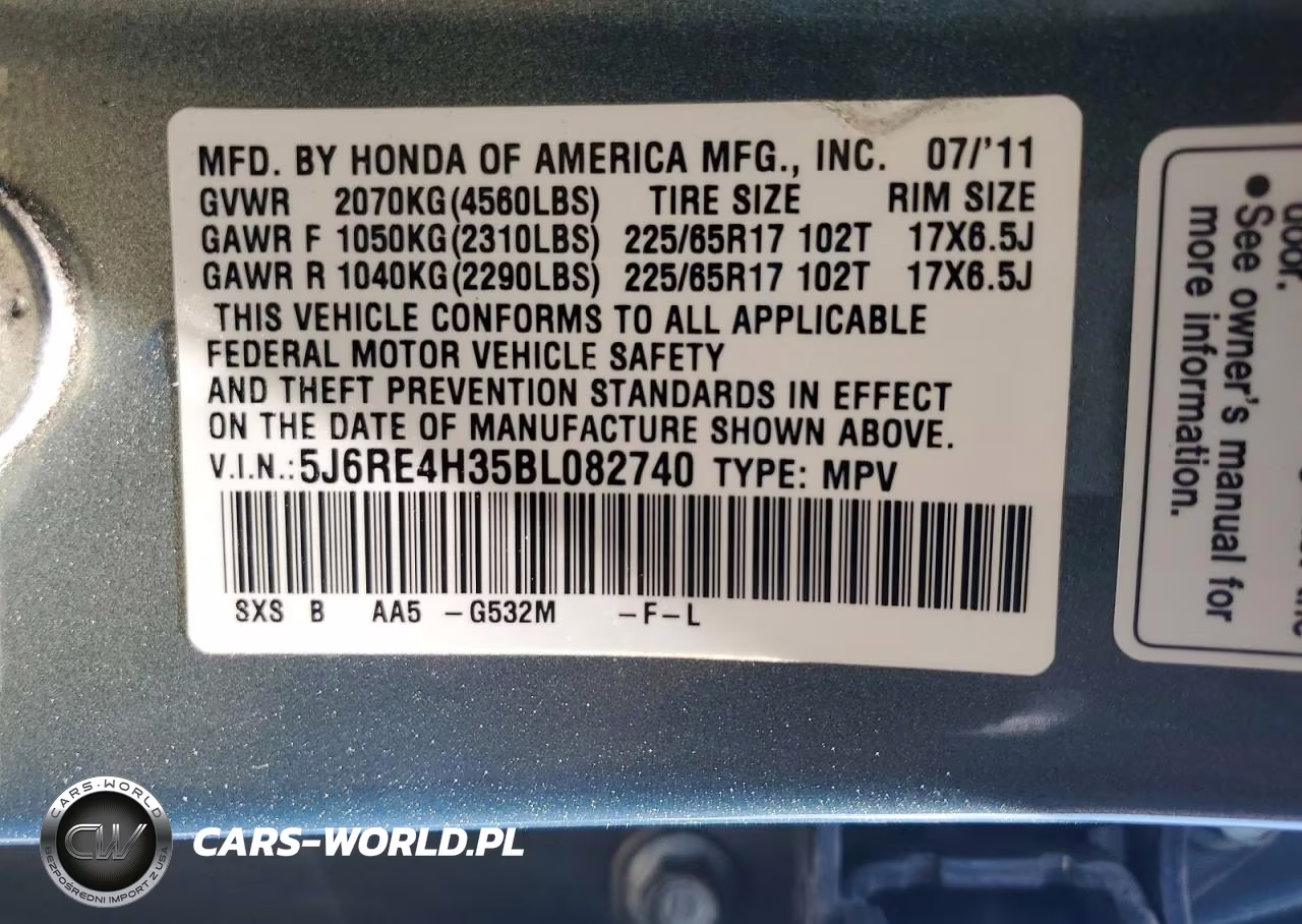 2011 Honda Cr-V Lx VIN:5J6RE4H35BL082740 - 13