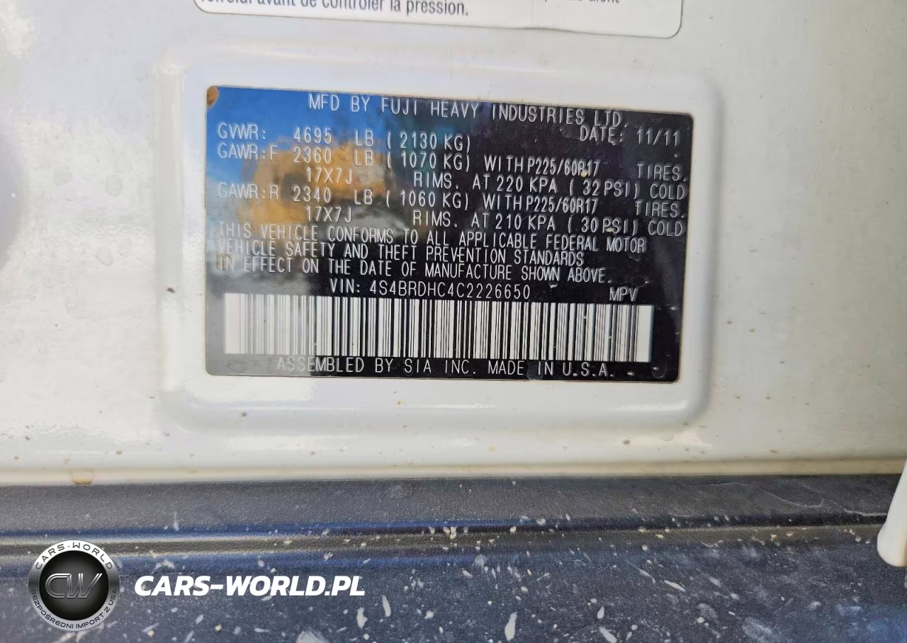 2012 Subaru Outback 3.6R Premium VIN:4S4BRDHC4C2226650 - 12