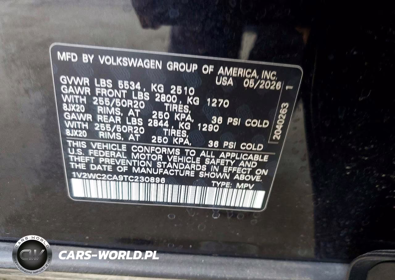 2026 Volkswagen Atlas Cross Sport Se VIN:1V2WC2CA9TC230896 - 12