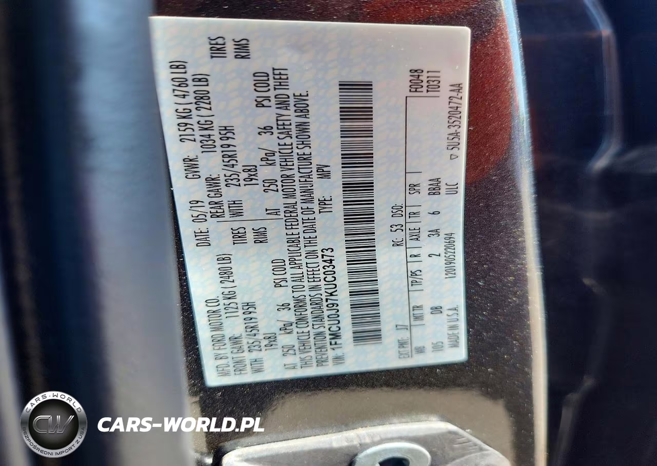 2019 Ford Escape Titanium VIN:1FMCU0J97KUC03473 - 12