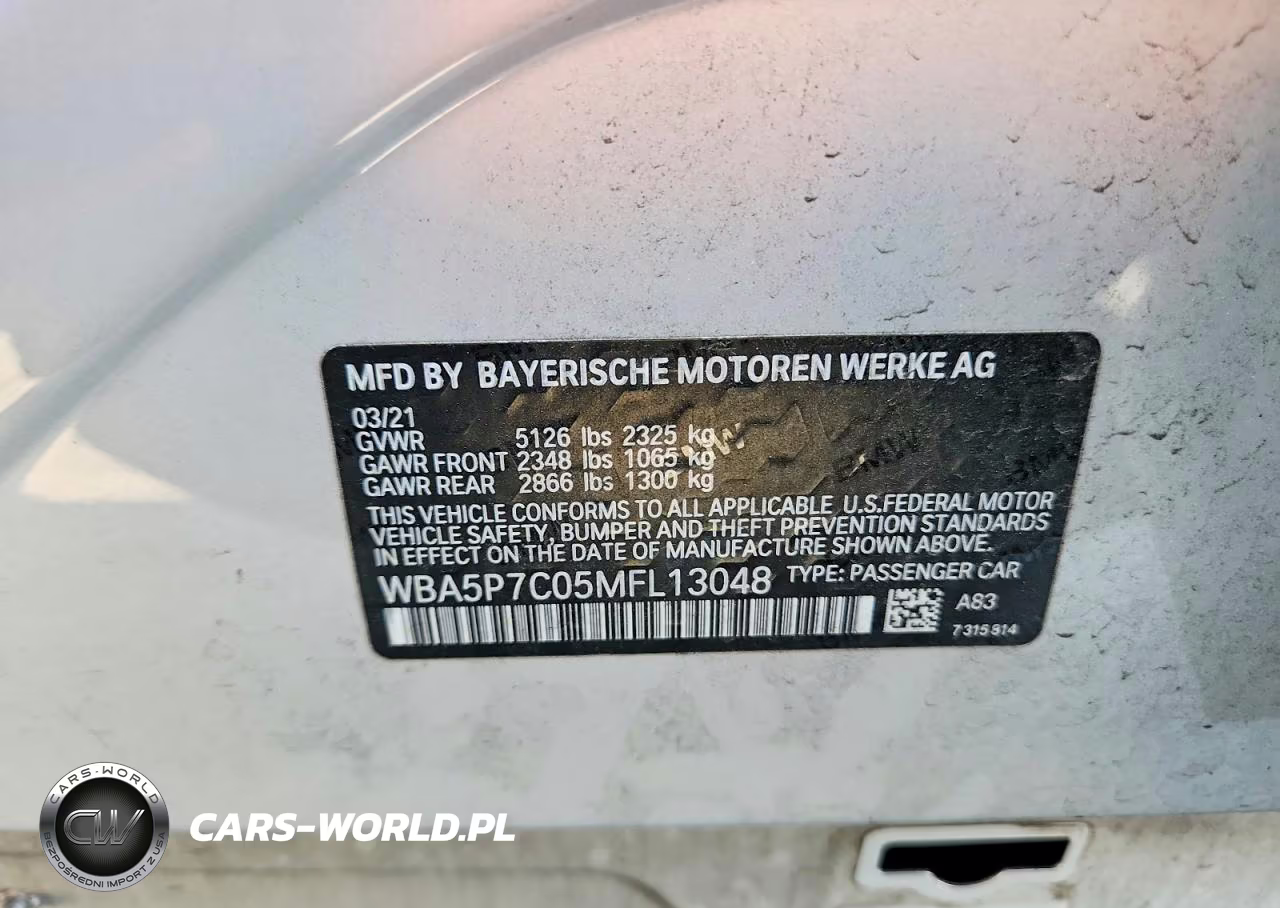 2021 BMW 330E VIN:WBA5P7C05MFL13048 - 13
