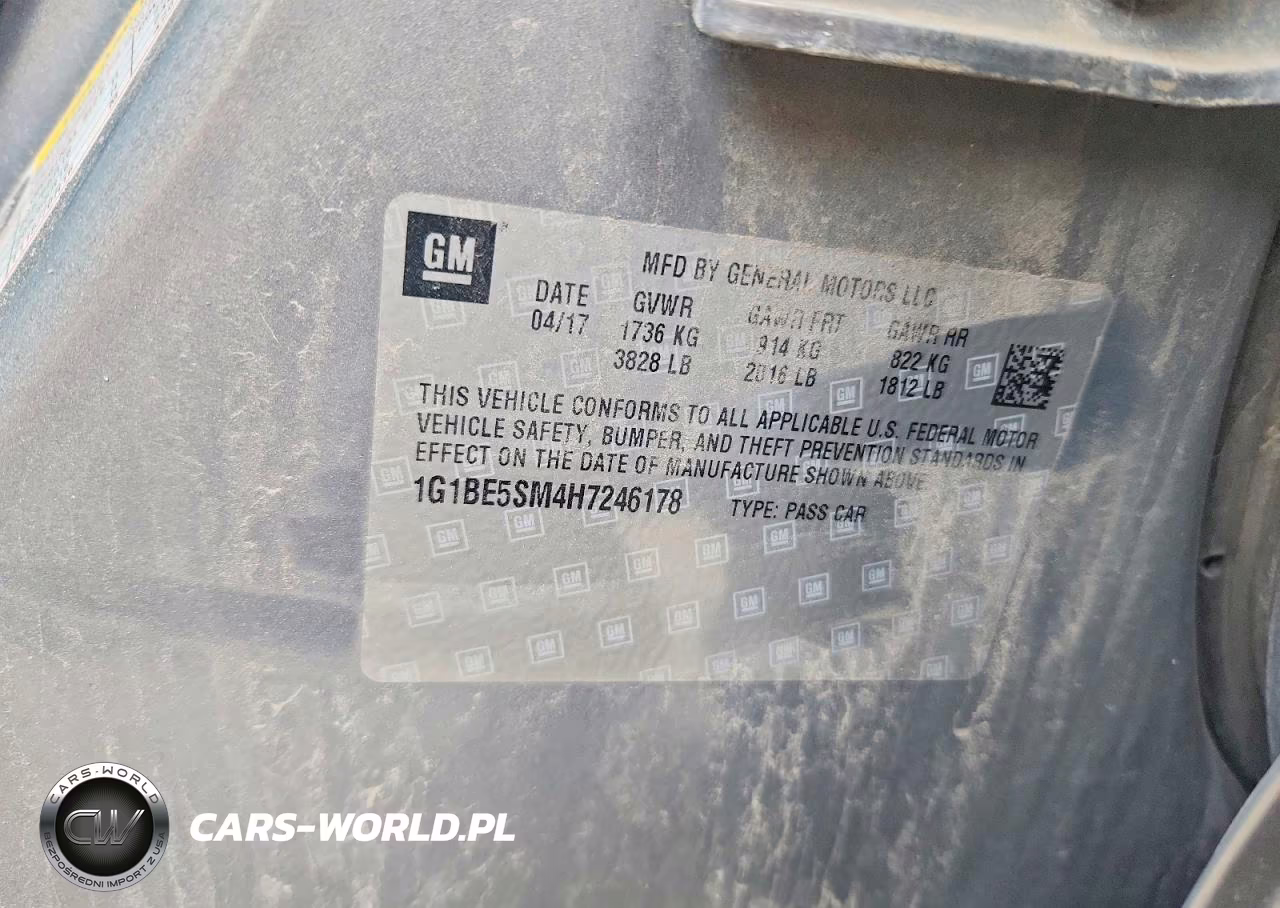 2017 Chevrolet Cruze Lt VIN:1G1BE5SM4H7246178 - 12