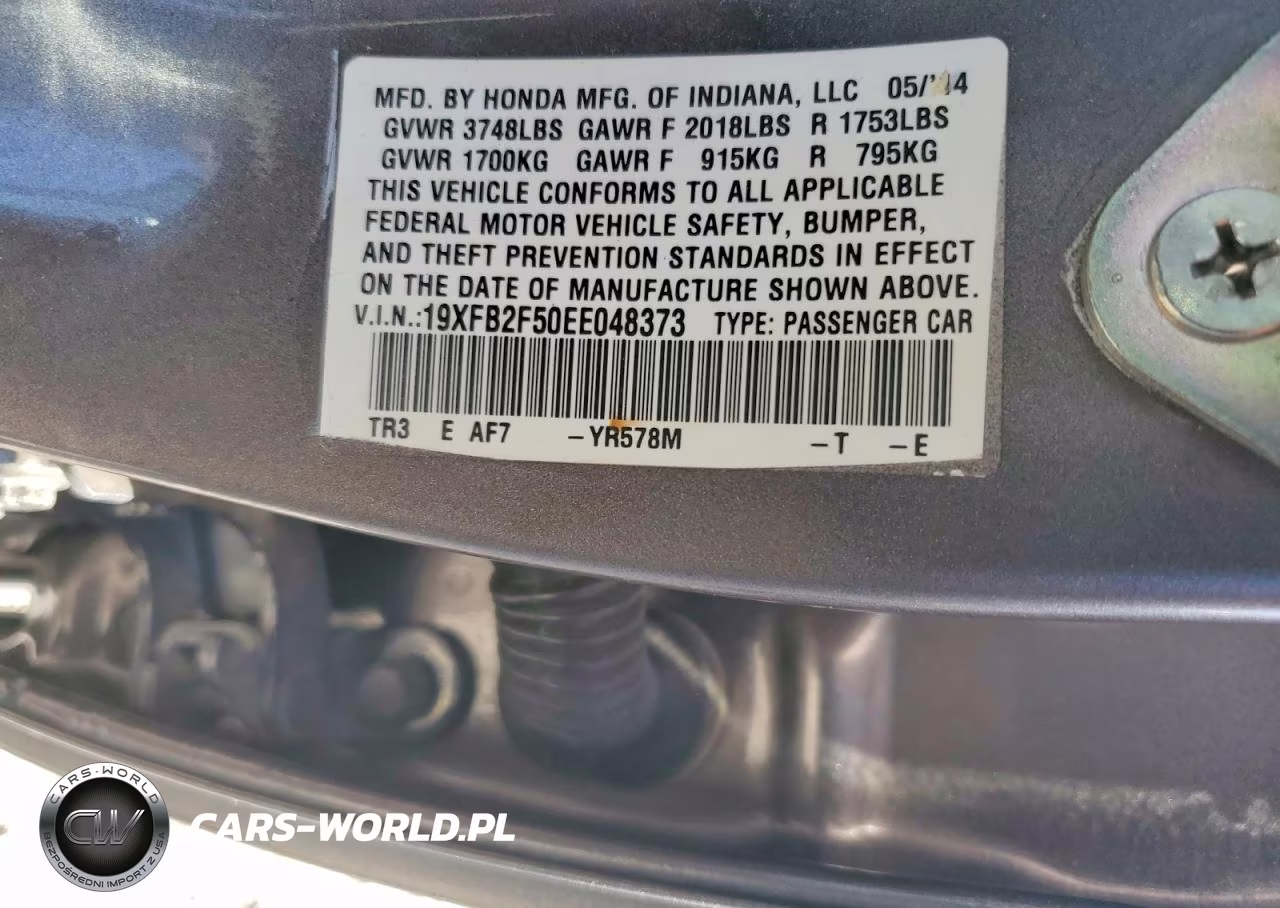2014 Honda Civic Lx VIN:19XFB2F50EE048373 - 12