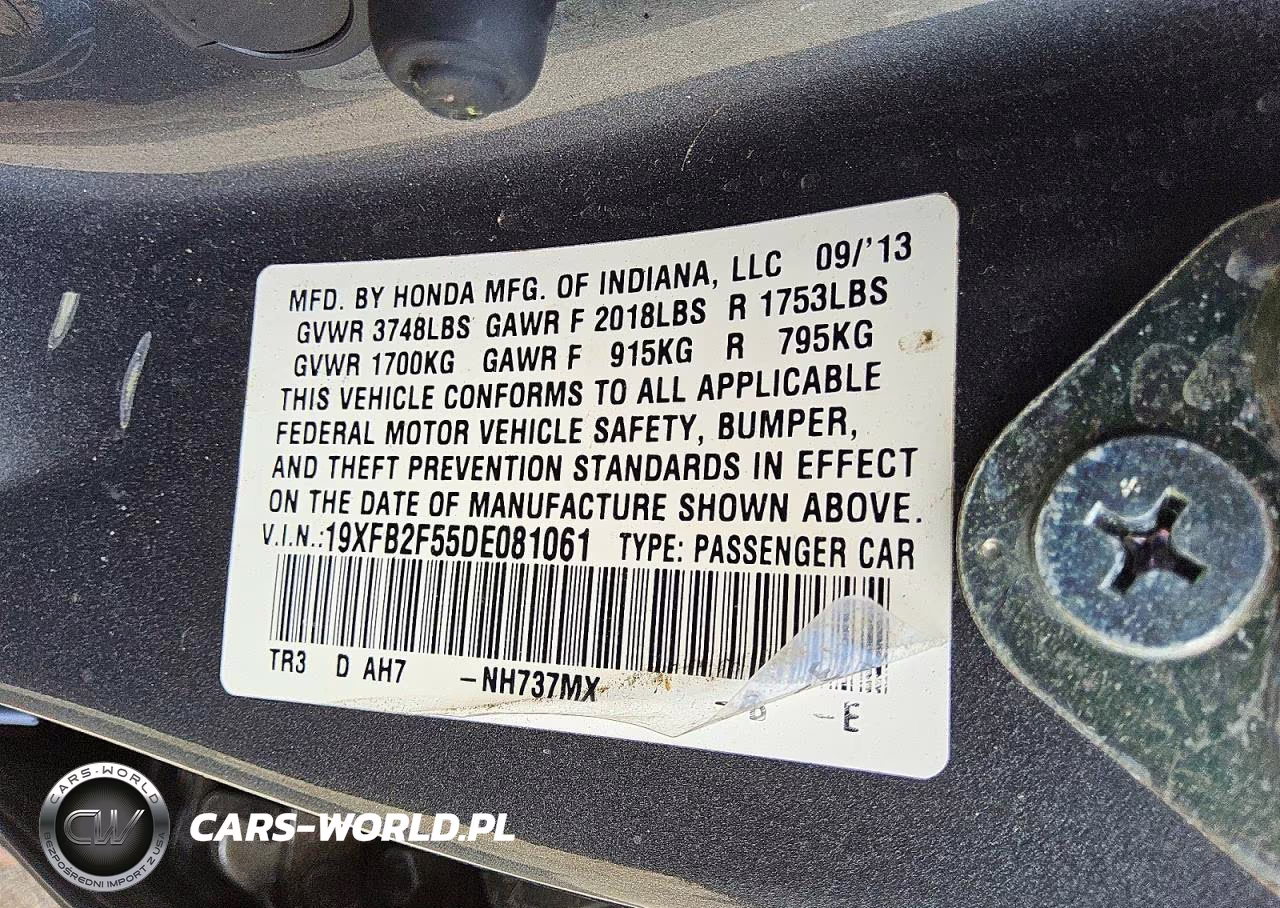 2013 Honda Civic Lx VIN:19XFB2F55DE081061 - 12