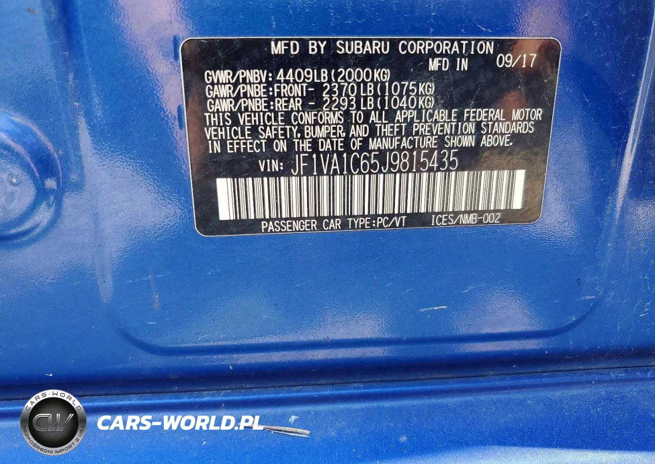 2018 Subaru Wrx Premium VIN:JF1VA1C65J9815435 - 12