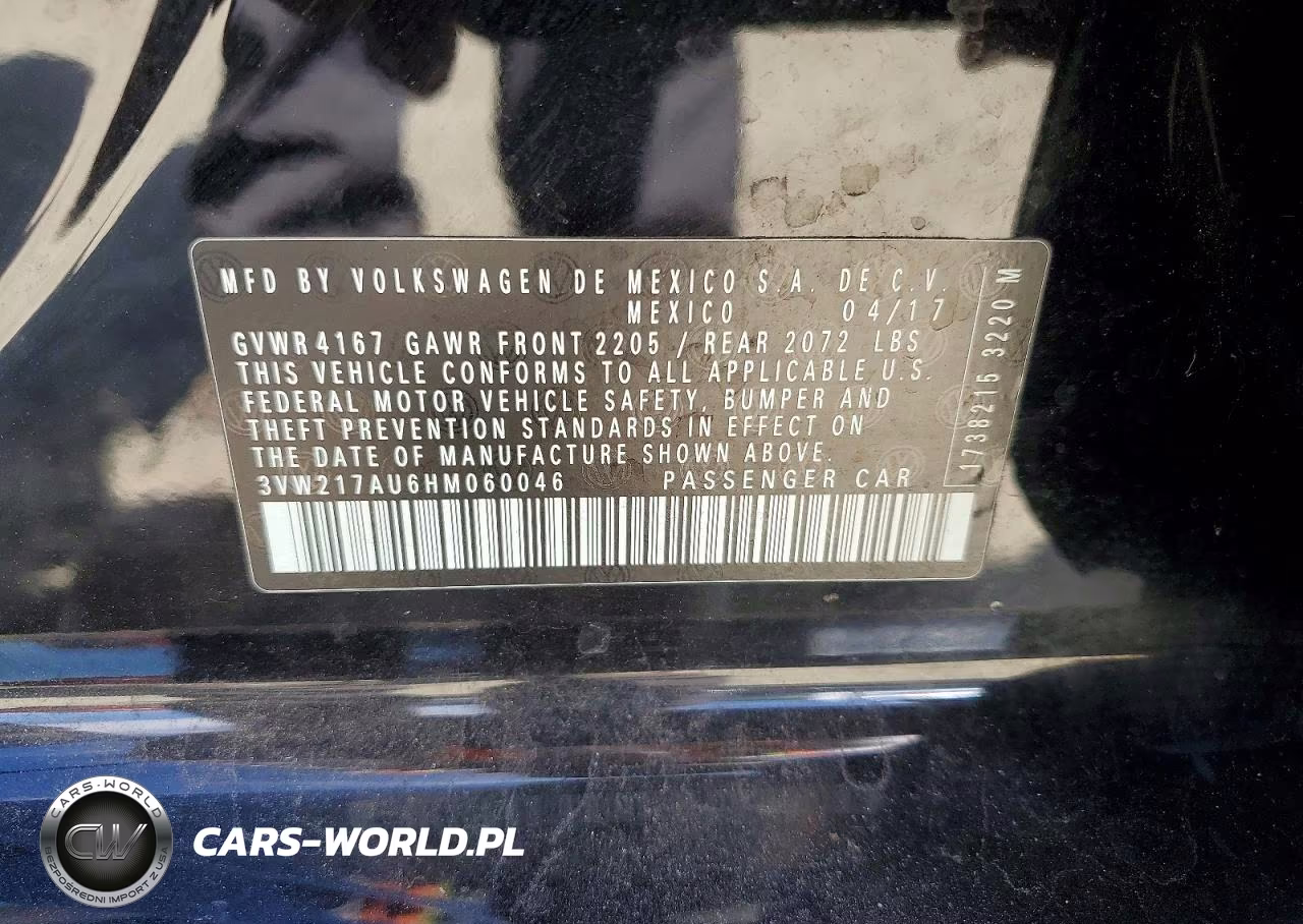 2017 Volkswagen Golf S VIN:3VW217AU6HM060046 - 12