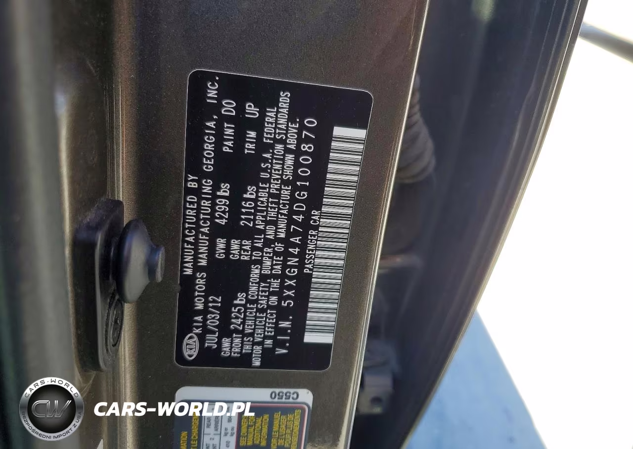 2013 Kia Optima Ex VIN:5XXGN4A74DG100870 - 12