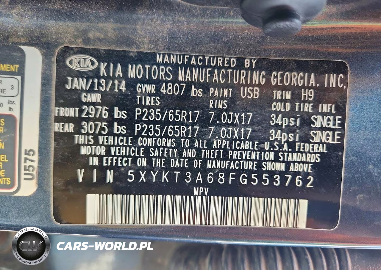 2015 Kia Sorento Lx VIN:5XYKT3A68FG553762 - 13