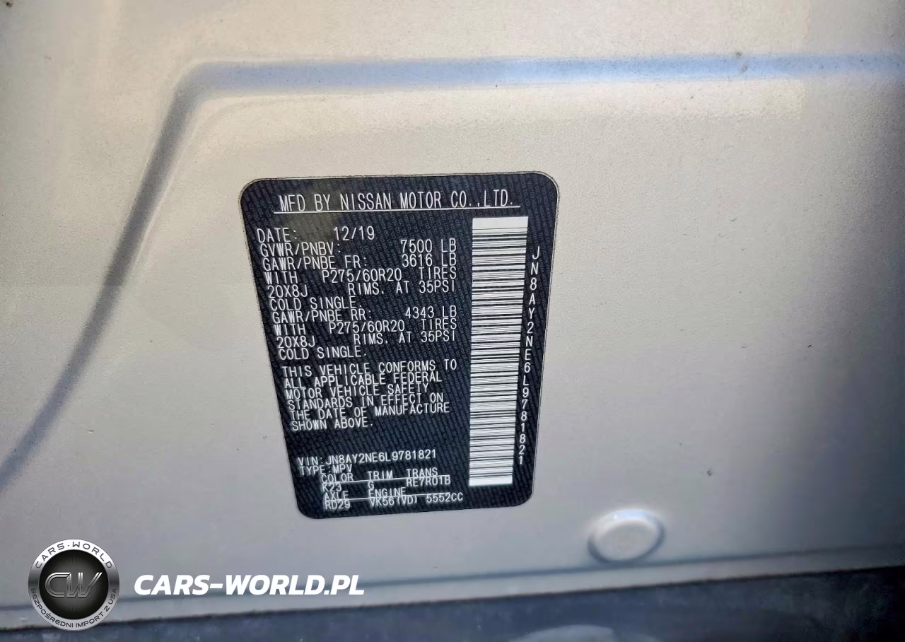 2020 Nissan Armada Platinum VIN:JN8AY2NE6L9781821 - 13
