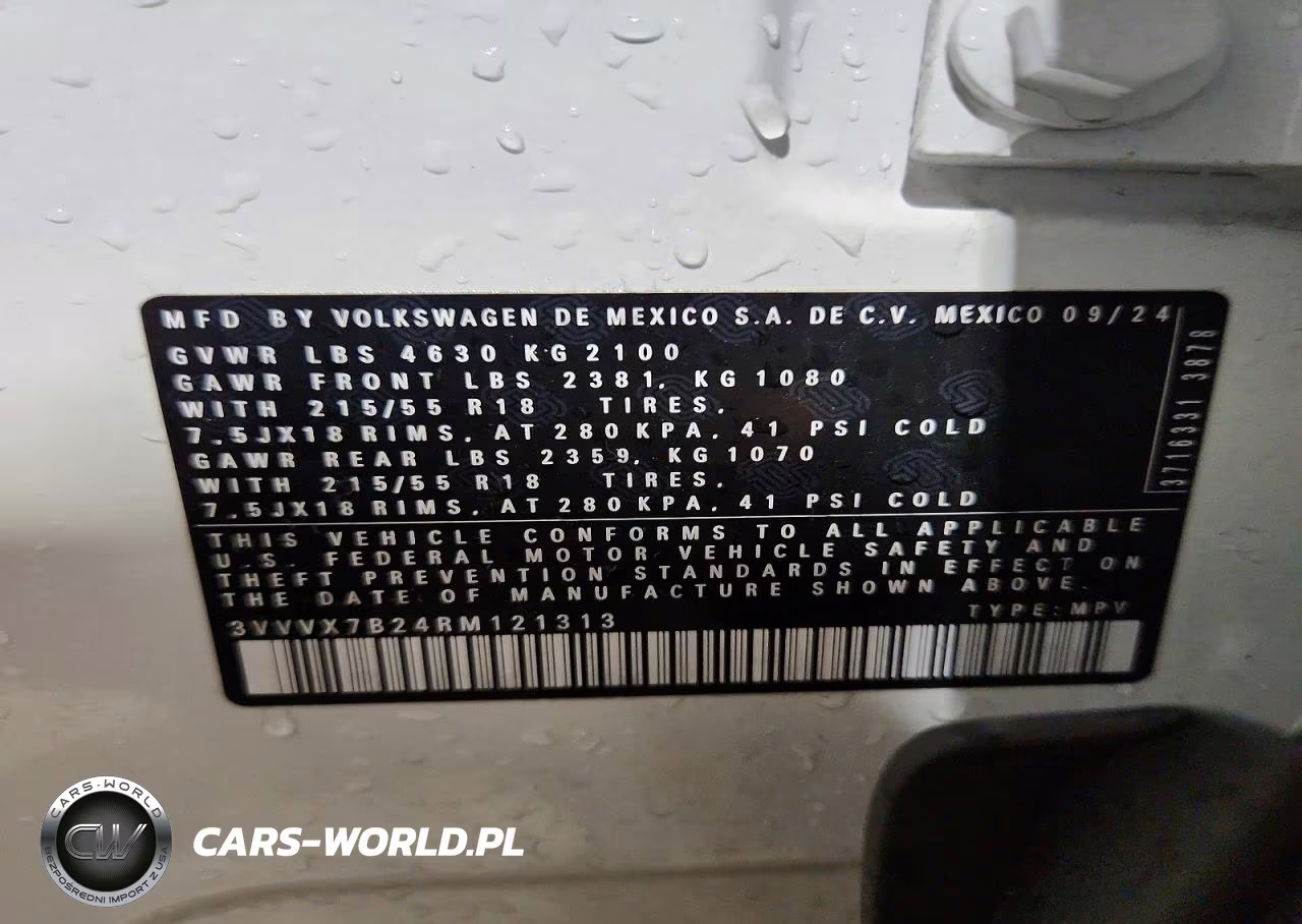 2024 Volkswagen Taos Se VIN:3VVVX7B24RM121313 - 13