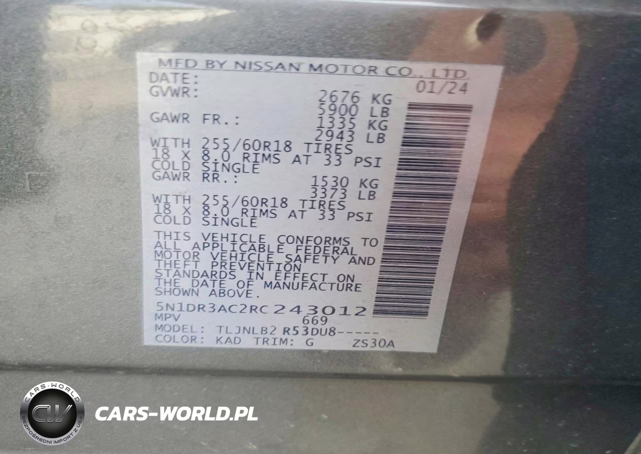 2024 Nissan Pathfinder S VIN:5N1DR3AC2RC243012 - 12