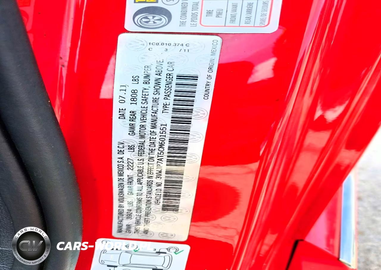 2012 Volkswagen Beetle VIN:3VWJP7AT5CM601551 - 12