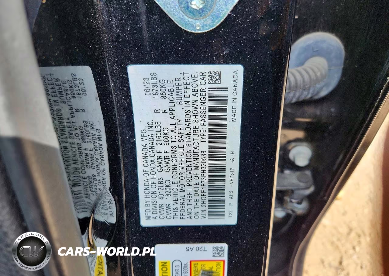 2023 Honda Civic Ex VIN:2HGFE1F73PH320538 - 12