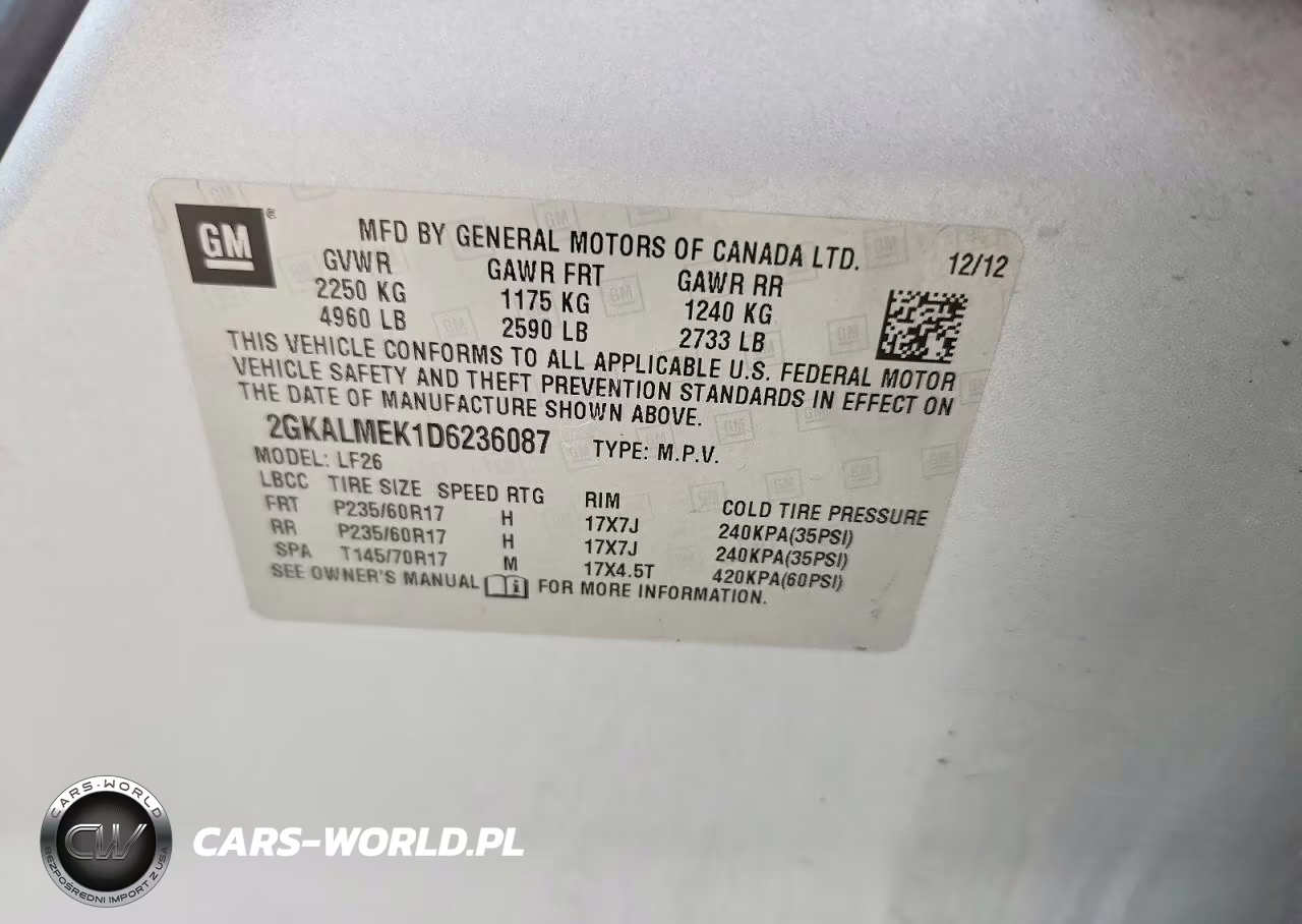 2013 GMC Terrain Sle VIN:2GKALMEK1D6236087 - 14