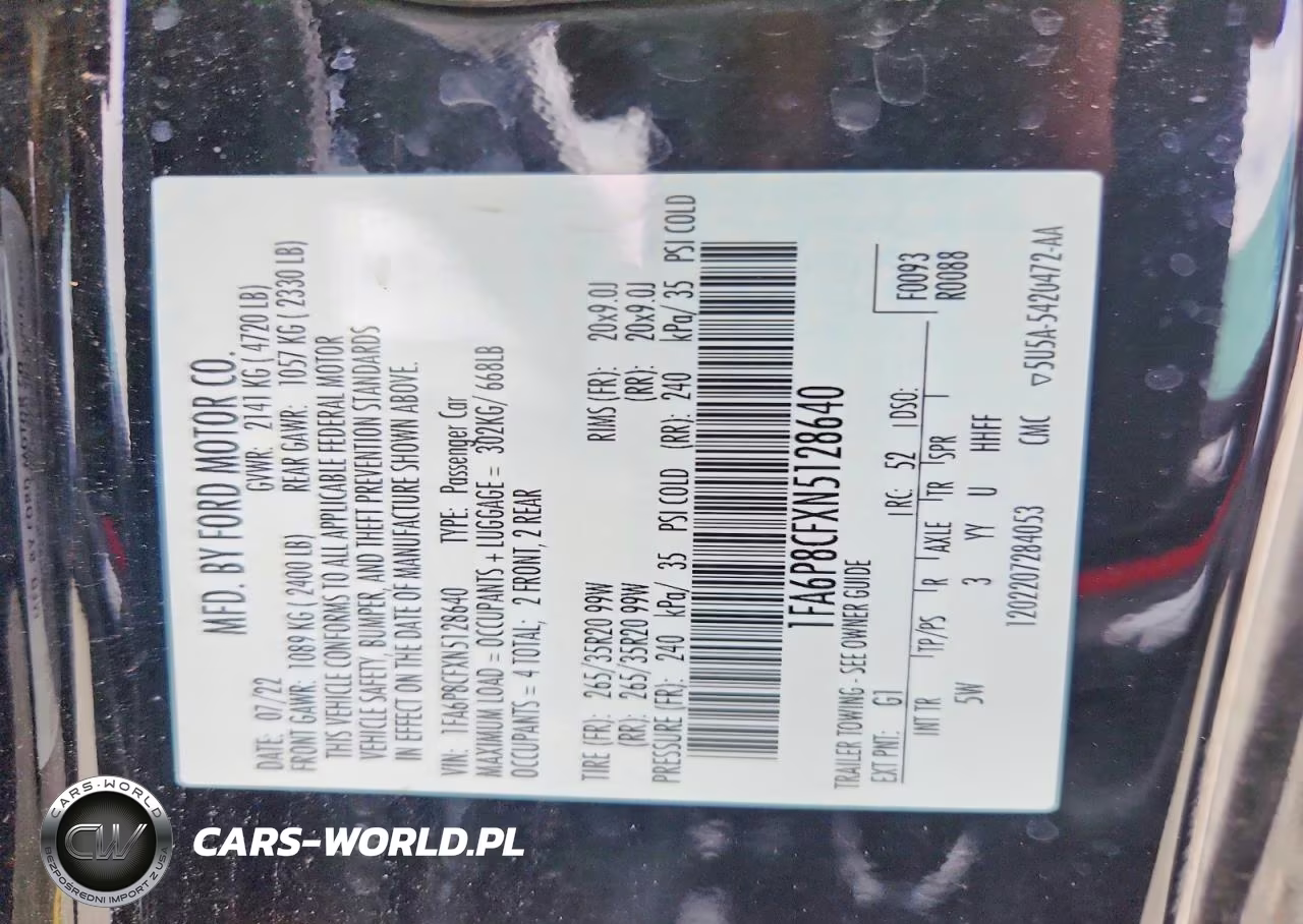 2022 Ford Mustang Gt VIN:1FA6P8CFXN5128640 - 12