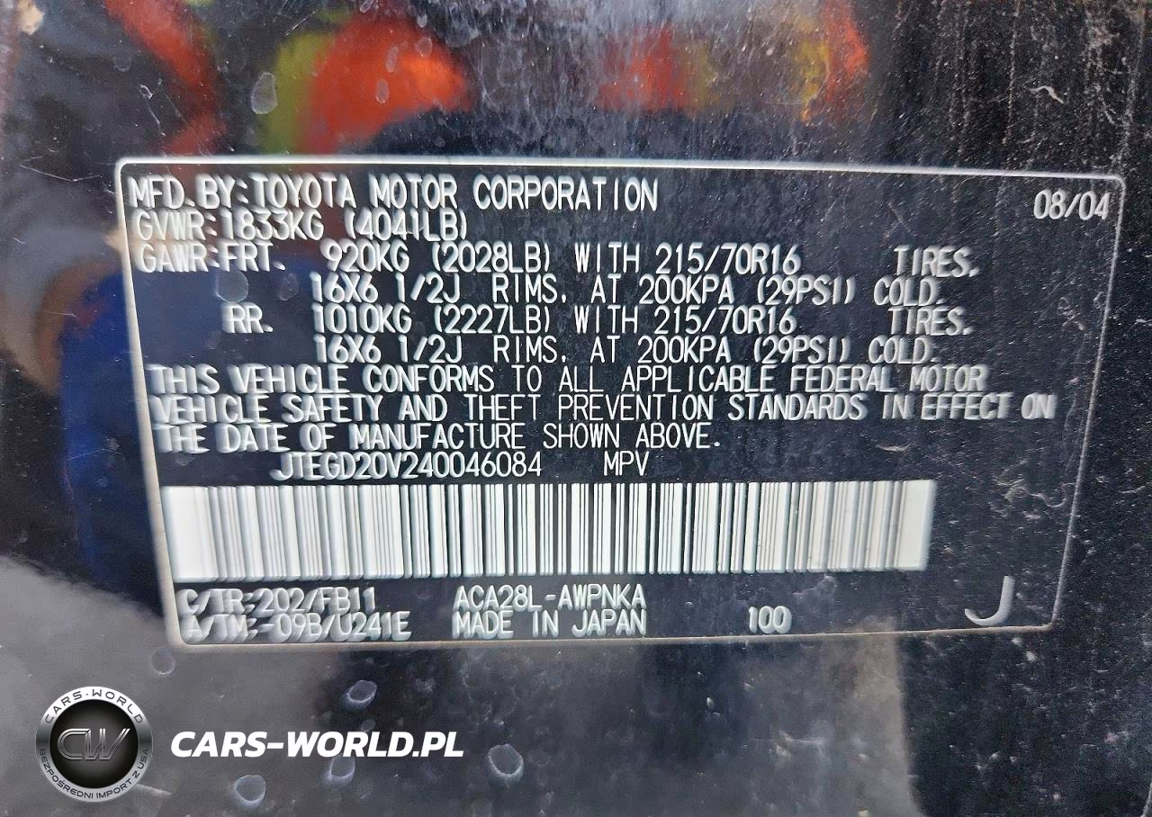 2004 Toyota Rav4 Base VIN:JTEGD20V240046084 - 12