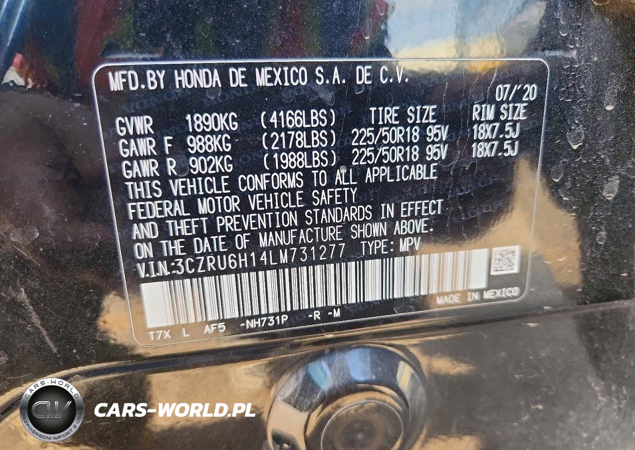2020 Honda Hr-V Sport VIN:3CZRU6H14LM731277 - 12