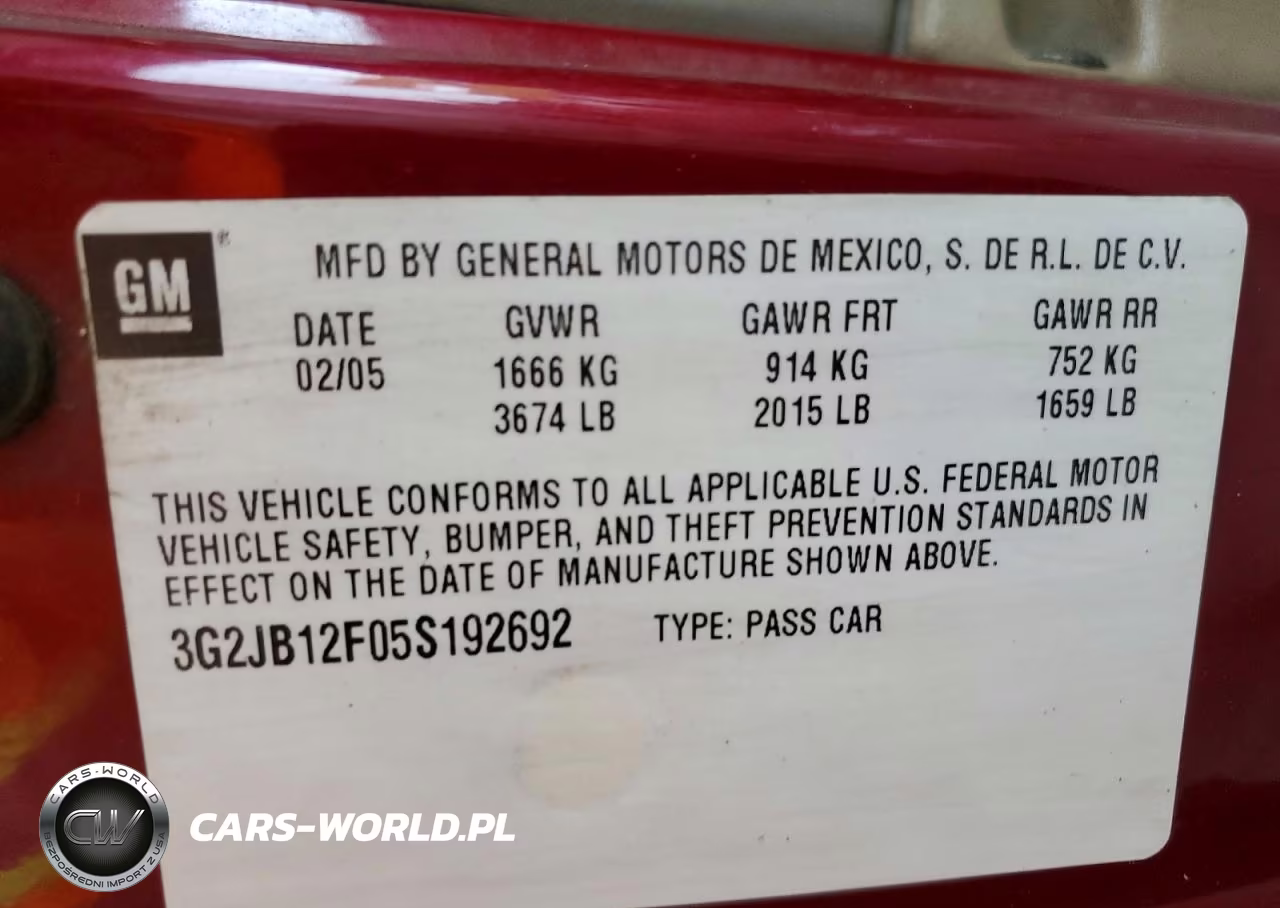 2005 Pontiac Sunfire VIN:3G2JB12F05S192692 - 12