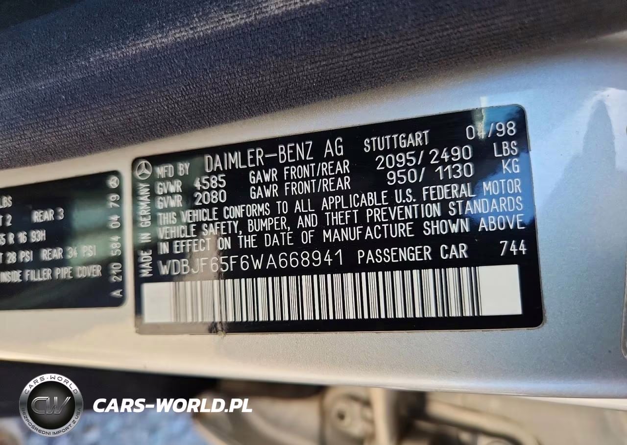 1998 Mercedes-Benz E 320 VIN:WDBJF65F6WA668941 - 13