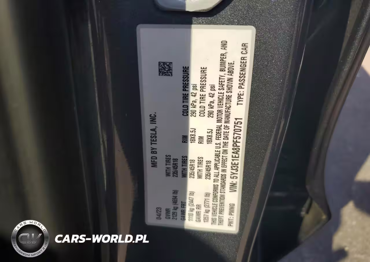 2023 Tesla Model 3 VIN:5YJ3E1EA8PF570751 - 12
