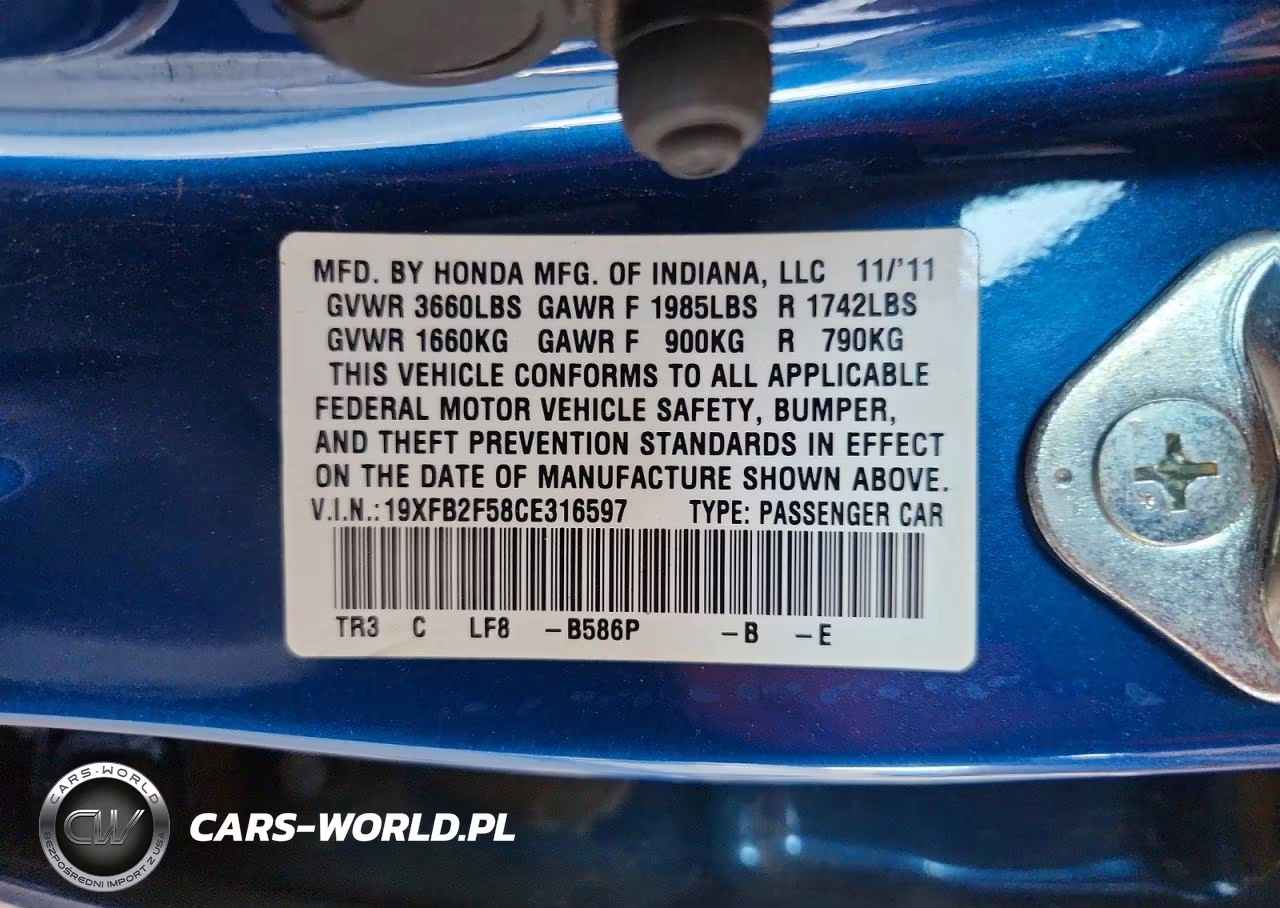 2012 Honda Civic Lx VIN:19XFB2F58CE316597 - 12