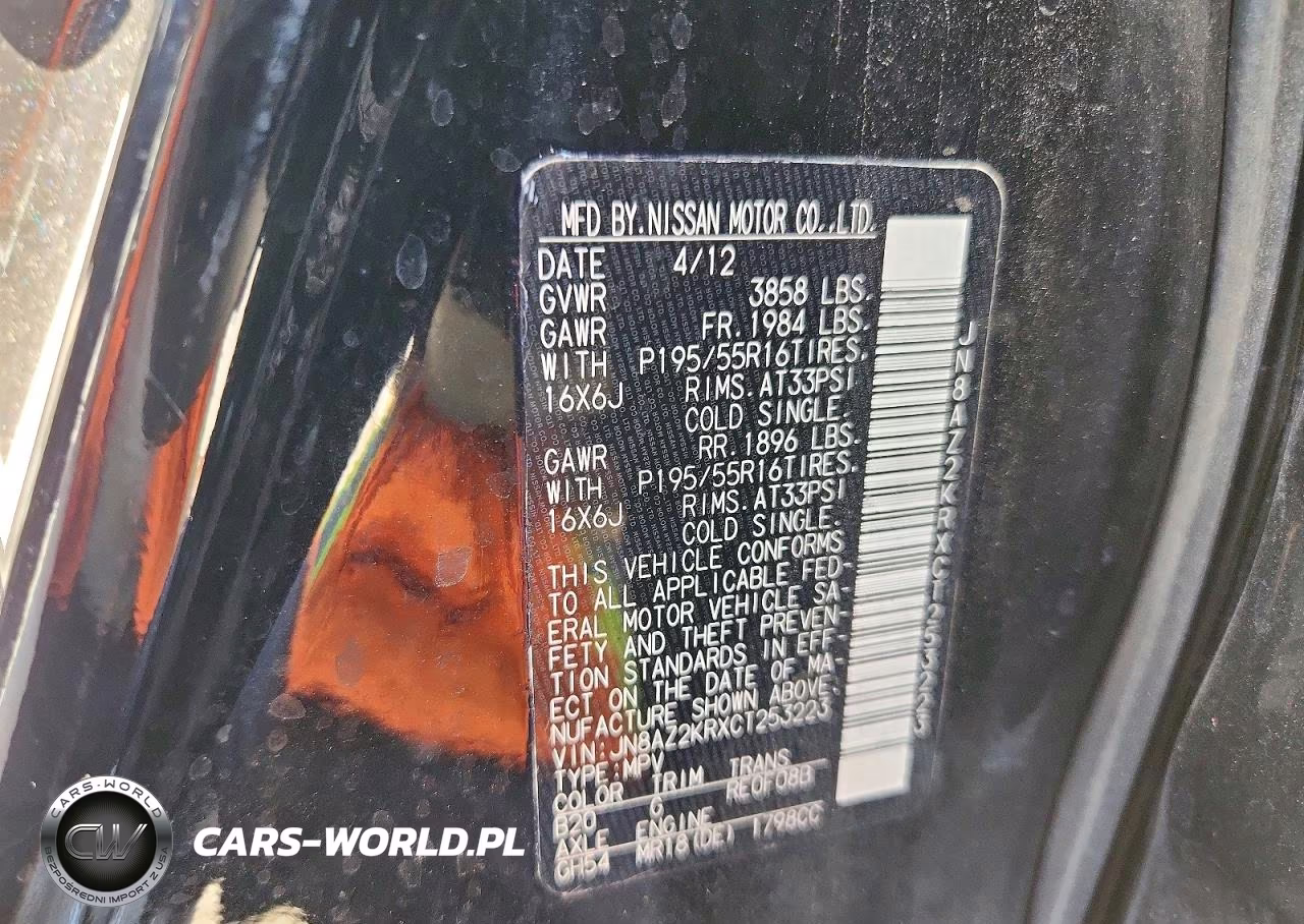 2012 Nissan Cube 1.8 VIN:JN8AZ2KRXCT253223 - 12