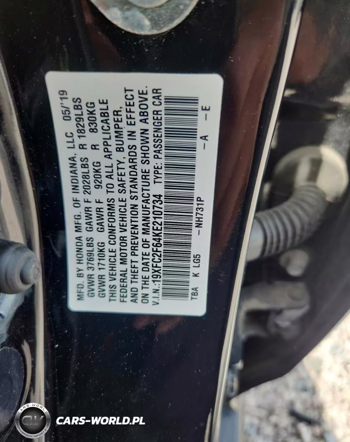 2019 Honda Civic Lx VIN:19XFC2F64KE210734 - 12