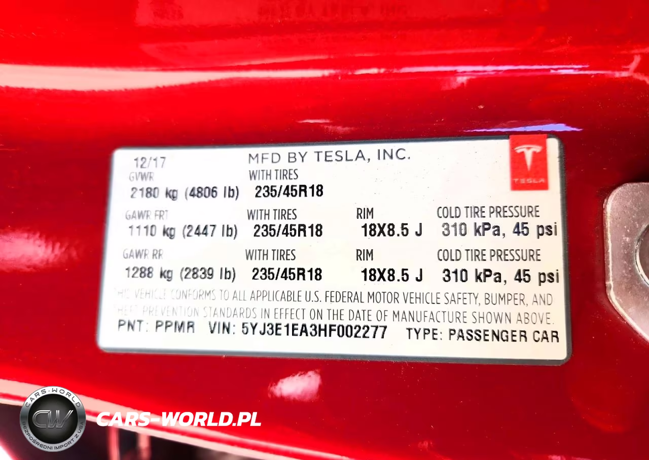 2017 Tesla Model 3 VIN:5YJ3E1EA3HF002277 - 12