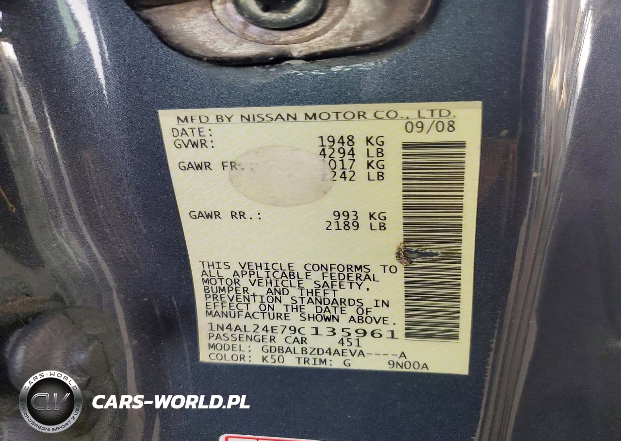 2009 Nissan Altima 2.5 S VIN:1N4AL24E79C135961 - 12