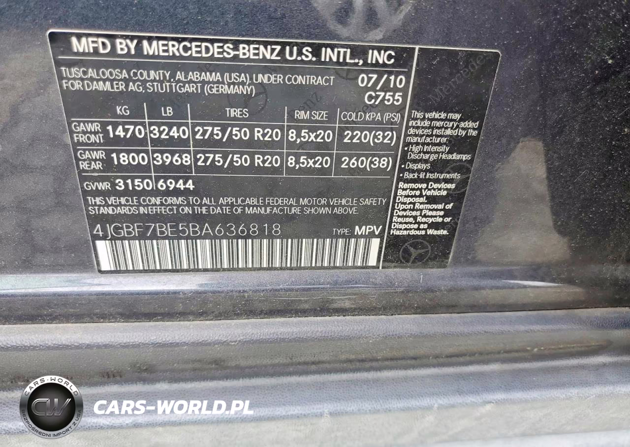 2011 Mercedes-Benz Gl 450 4Matic VIN:4JGBF7BE5BA636818 - 13