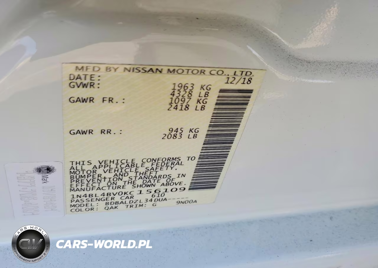 2019 Nissan Altima S VIN:1N4BL4BV0KC156109 - 12
