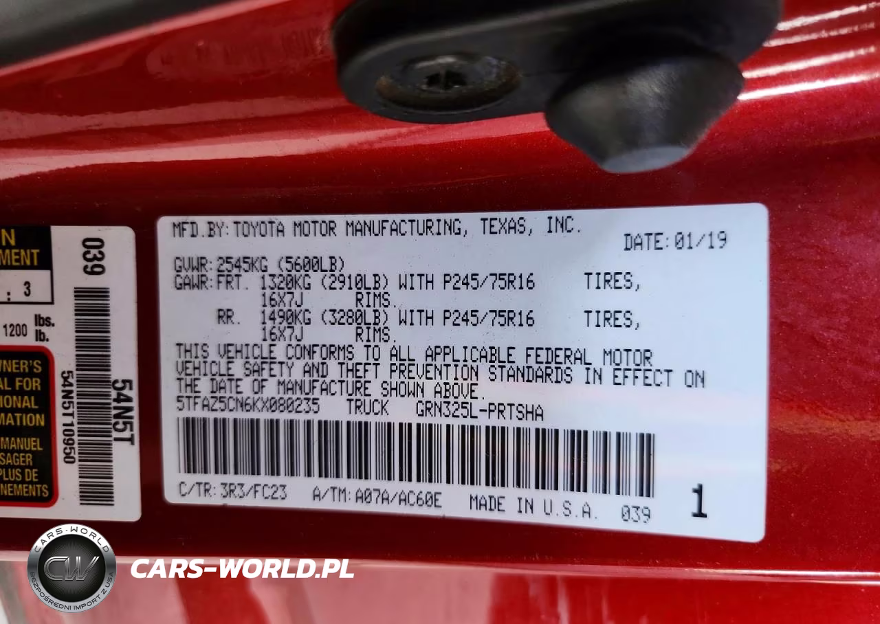 2019 Toyota Tacoma Sr5 V6 VIN:5TFAZ5CN6KX080235 - 12