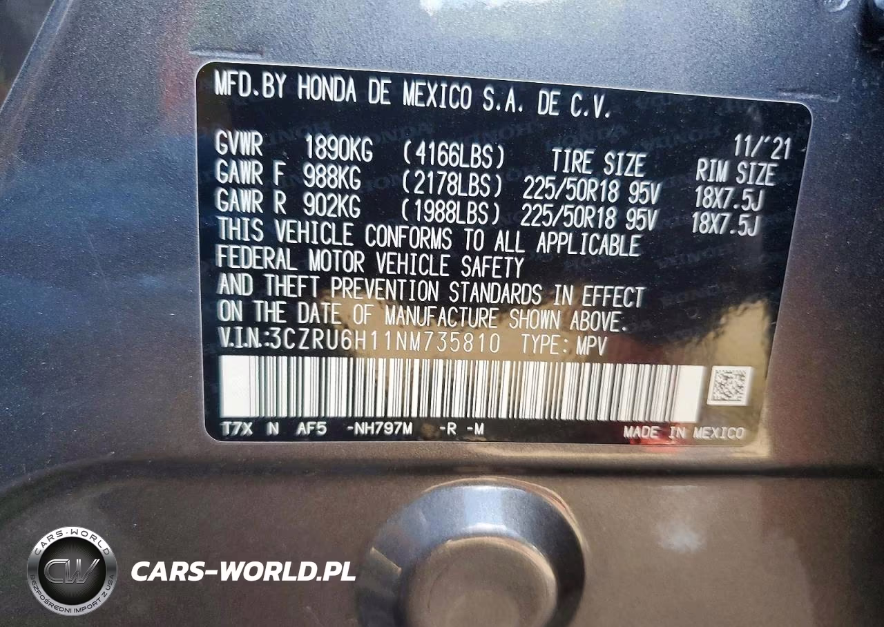 2022 Honda Hr-V Sport VIN:3CZRU6H11NM735810 - 13