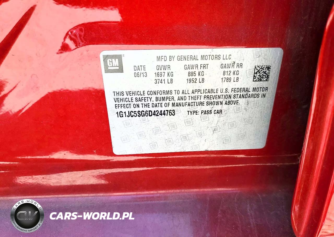 2013 Chevrolet Sonic Lt VIN:1G1JC5SG6D4244763 - 12