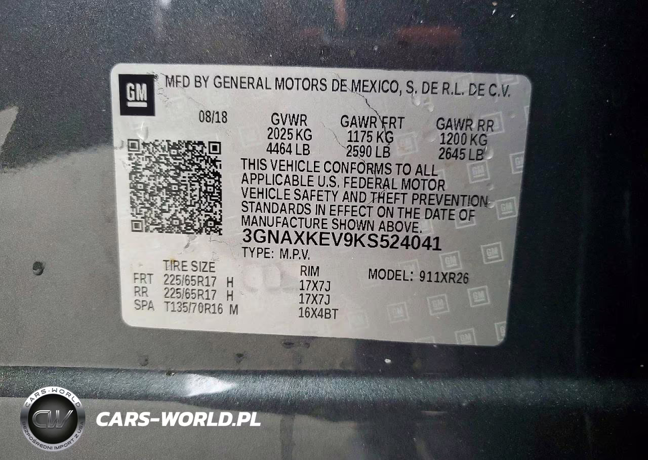 2019 Chevrolet Equinox Lt VIN:3GNAXKEV9KS524041 - 13