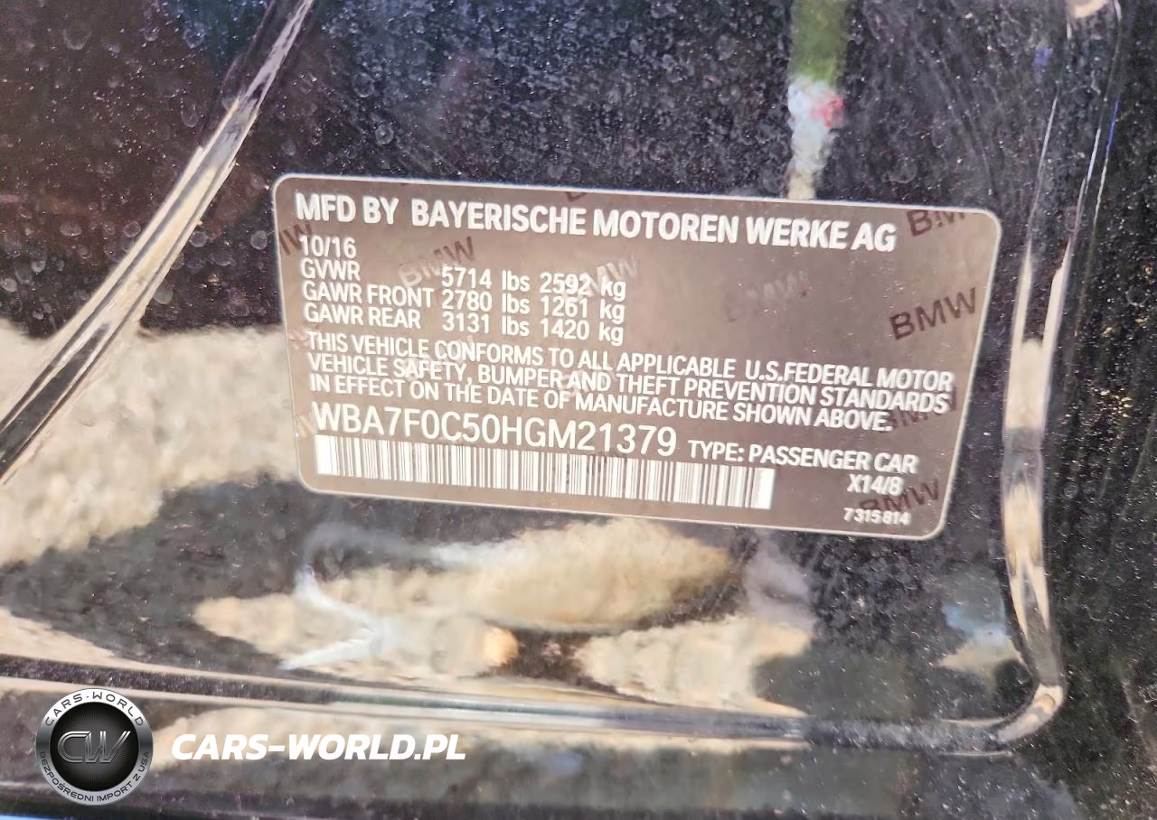 2017 BMW 750 I VIN:WBA7F0C50HGM21379 - 12