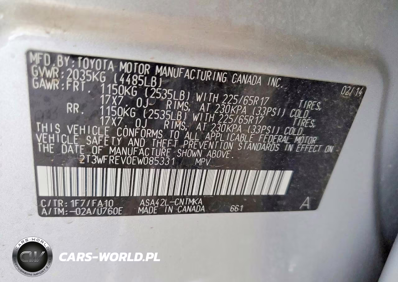 2014 Toyota Rav4 Xle VIN:2T3WFREV0EW085331 - 13