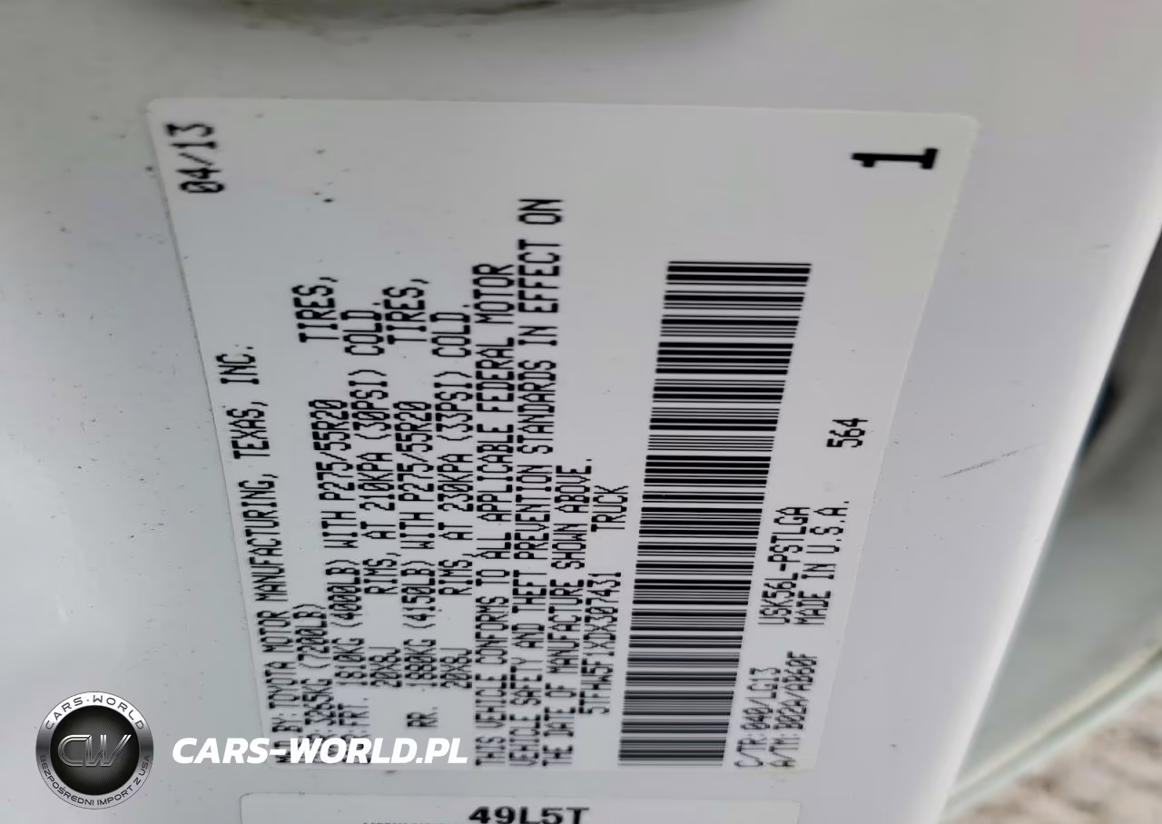 2013 Toyota Tundra Platinum VIN:5TFHW5F1XDX307431 - 12