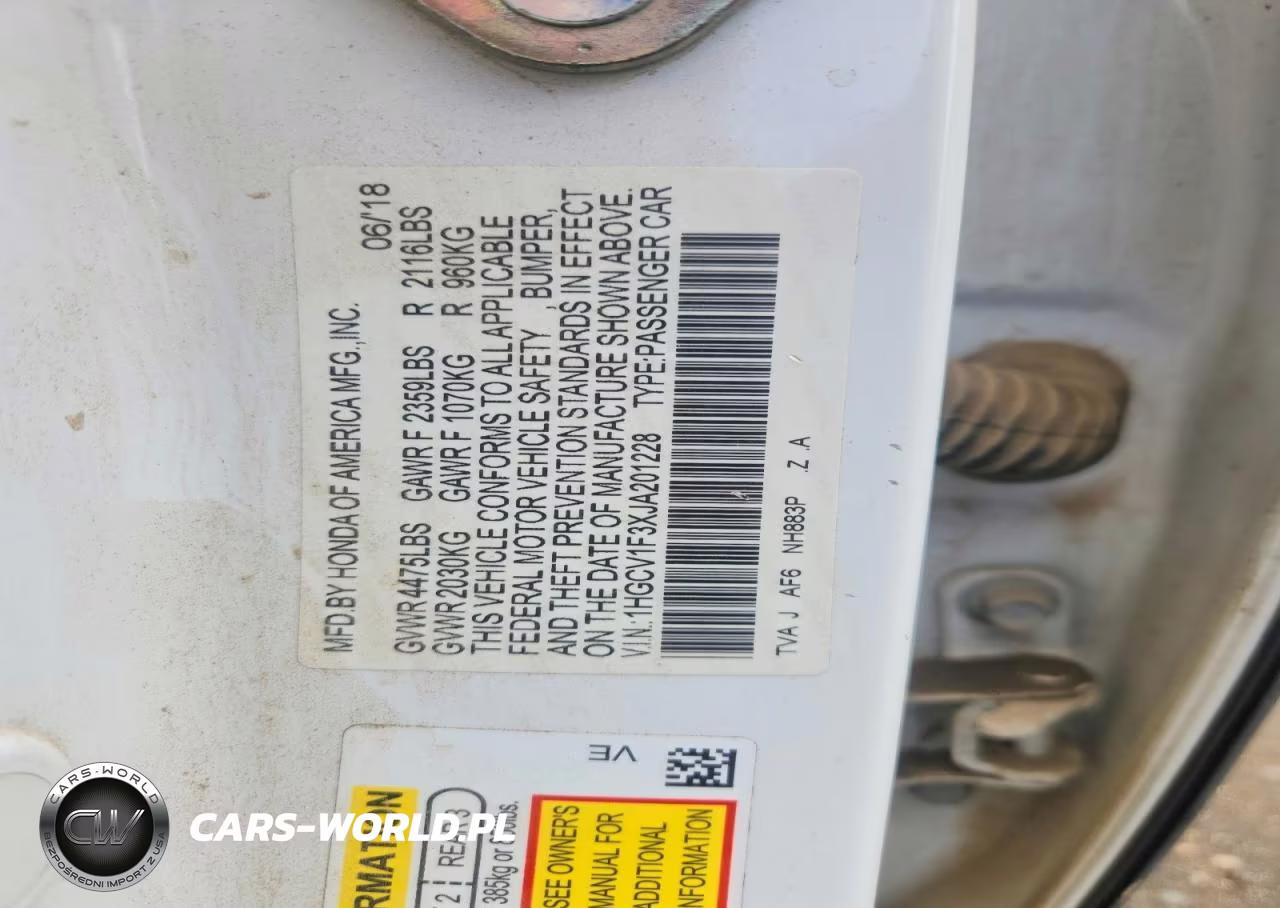 2018 Honda Accord Sport VIN:1HGCV1F3XJA201228 - 13