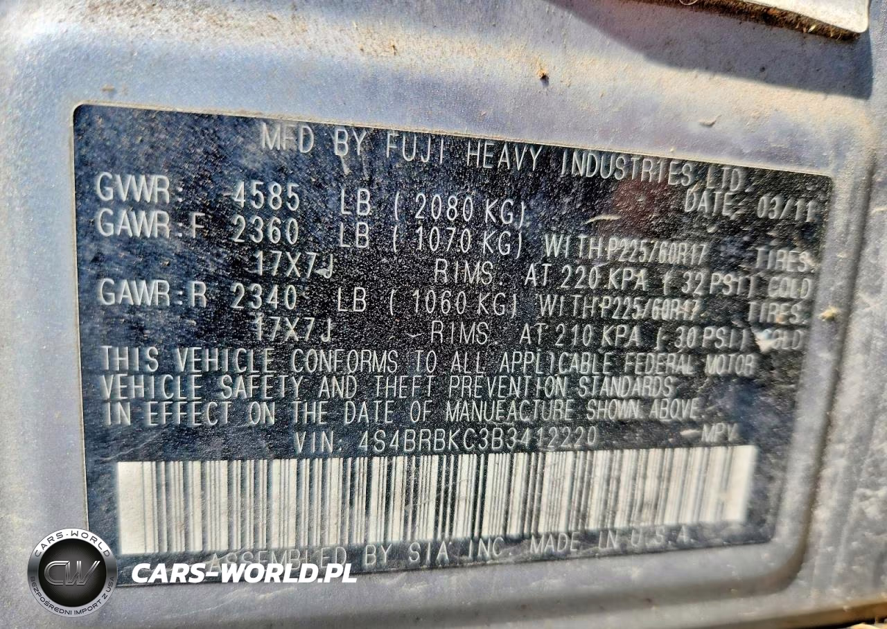 2011 Subaru Outback 2.5I Limited VIN:4S4BRBKC3B3412220 - 13