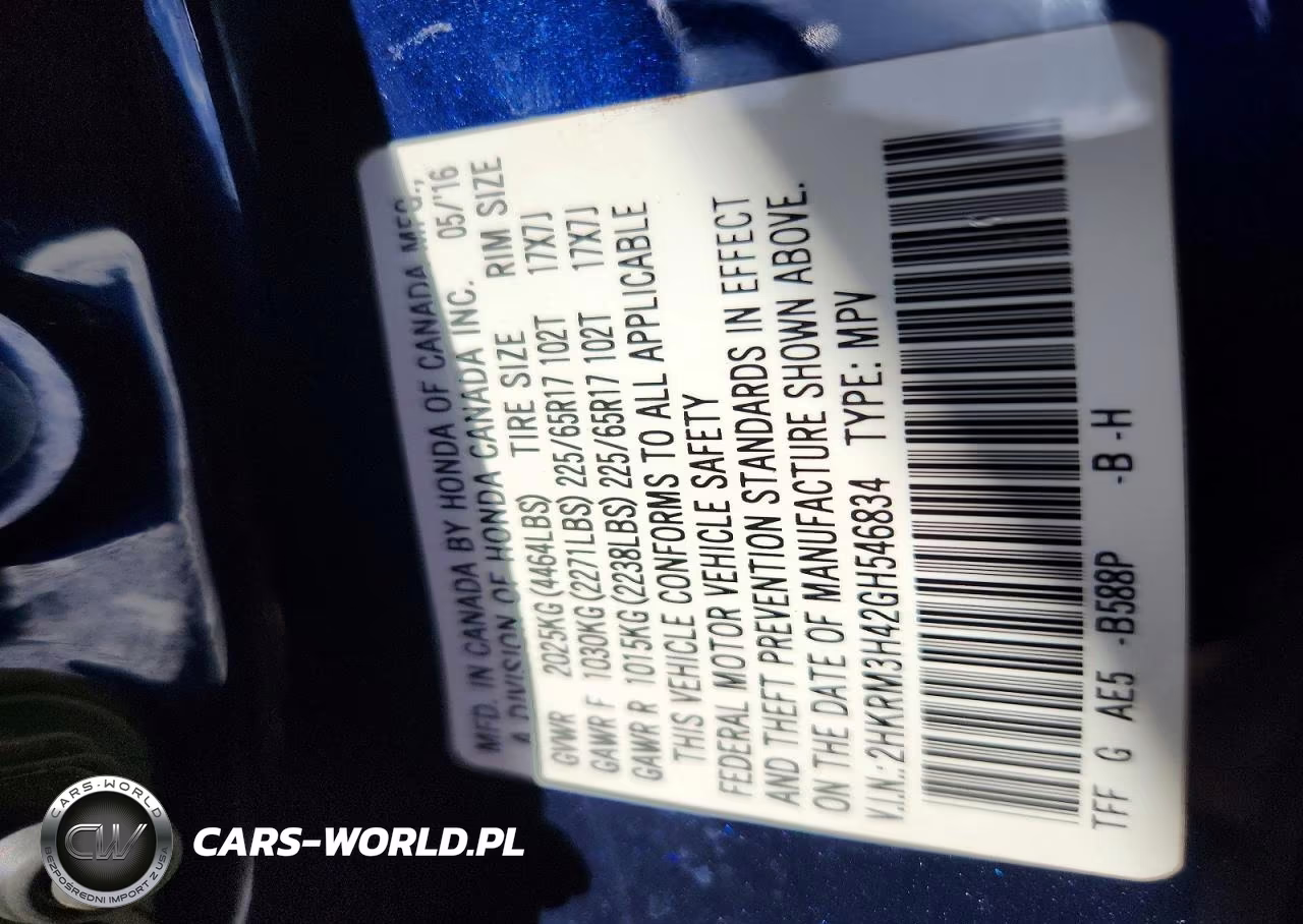 2016 Honda Cr-V Se VIN:2HKRM3H42GH546834 - 13