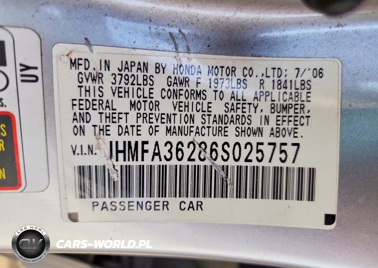 2006 Honda Civic Hybrid VIN:JHMFA36286S025757 - 12
