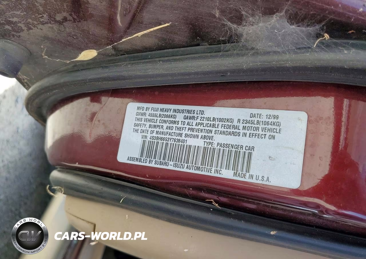 2000 Subaru Legacy Outback VIN:4S3BH6653Y7638401 - 12