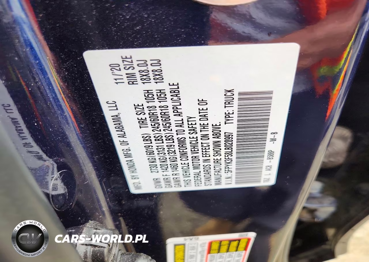 2020 Honda Ridgeline Rtl VIN:5FPYK3F58LB028997 - 12